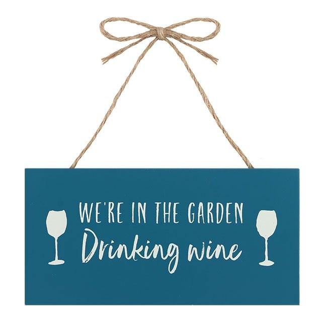 GARDEN DRINKING WINE HANGING GARDEN SIGN - The Hare and the Moon