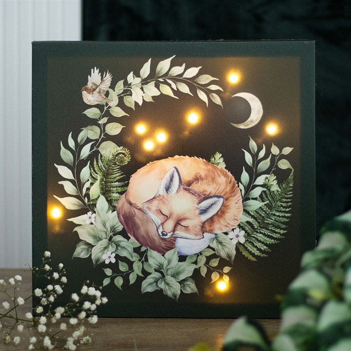 Jones Home & Gift Garden Ornaments Sleeping Fox Light Up Canvas Plaque