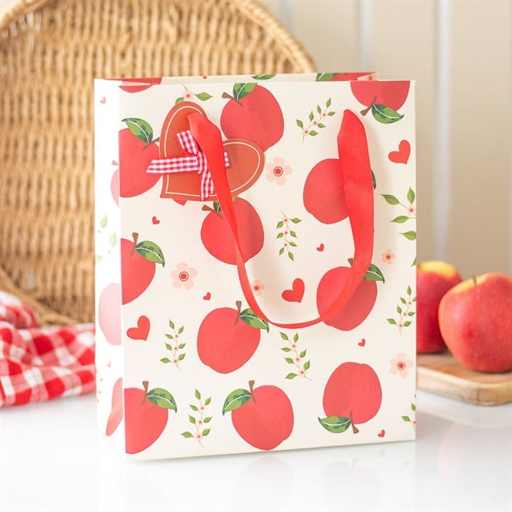 Jones Home & Gift Gift Bags 23CM MEDIUM APPLE PRINT GIFT BAG
