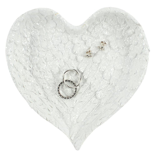 Glitter Heart Shaped Angel Wing Trinket Dish - The Hare and the Moon