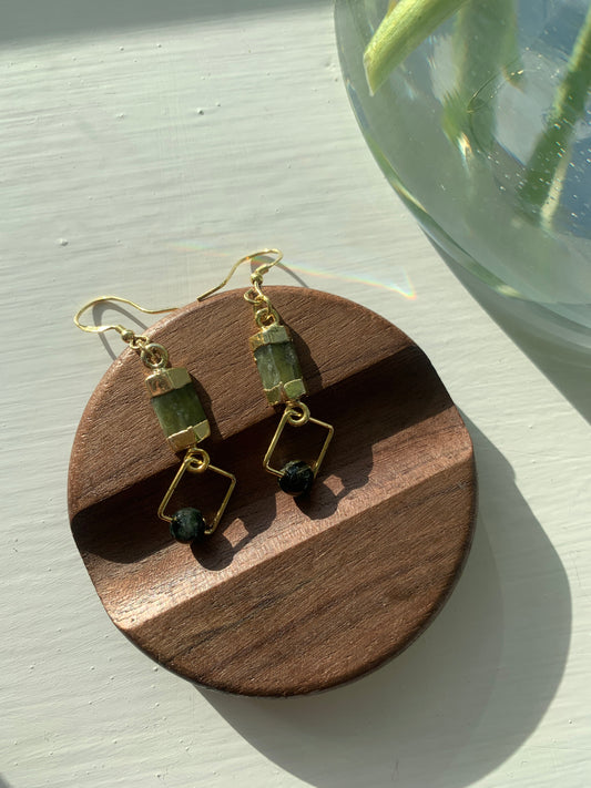 Green Tourmaline Earrings - ITEM 22 - The Hare and the Moon