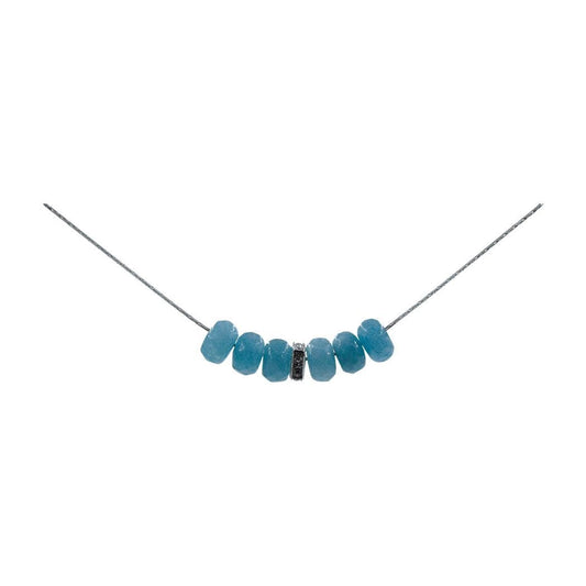 GSN1221-Angelite Gemstone Slide Necklace - The Hare and the Moon