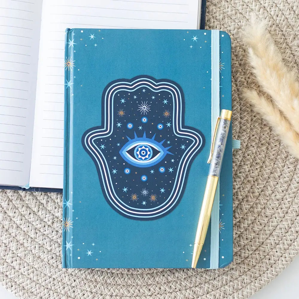 Hamsa A5 Notebook with Crystal Chip Pen