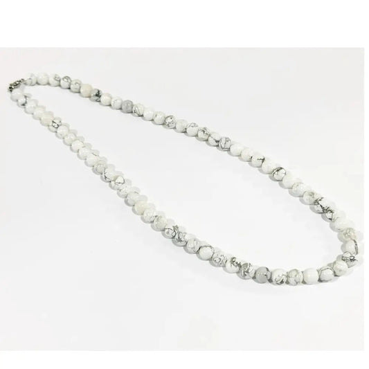Howlite Real Authentic Crystal Stone Beaded Necklace 8mm - CS1340 - The Hare and the Moon