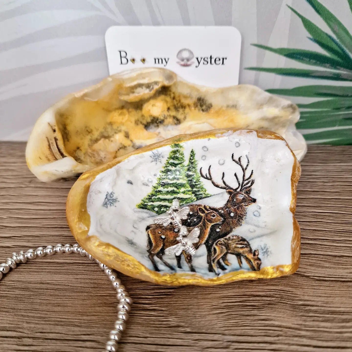 Bee Oyster Jewellery Storage Winter Deer Stag Oyster Shell Trinket Dish - OS12