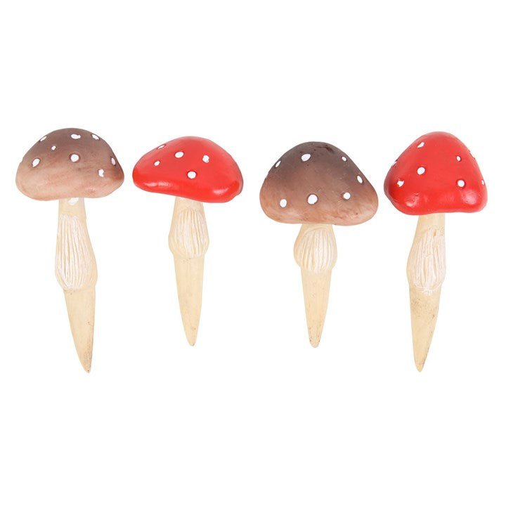 Jones Home & Gift Garden Ornaments 4 x MINI MUSHROOM PLANT POT PALS