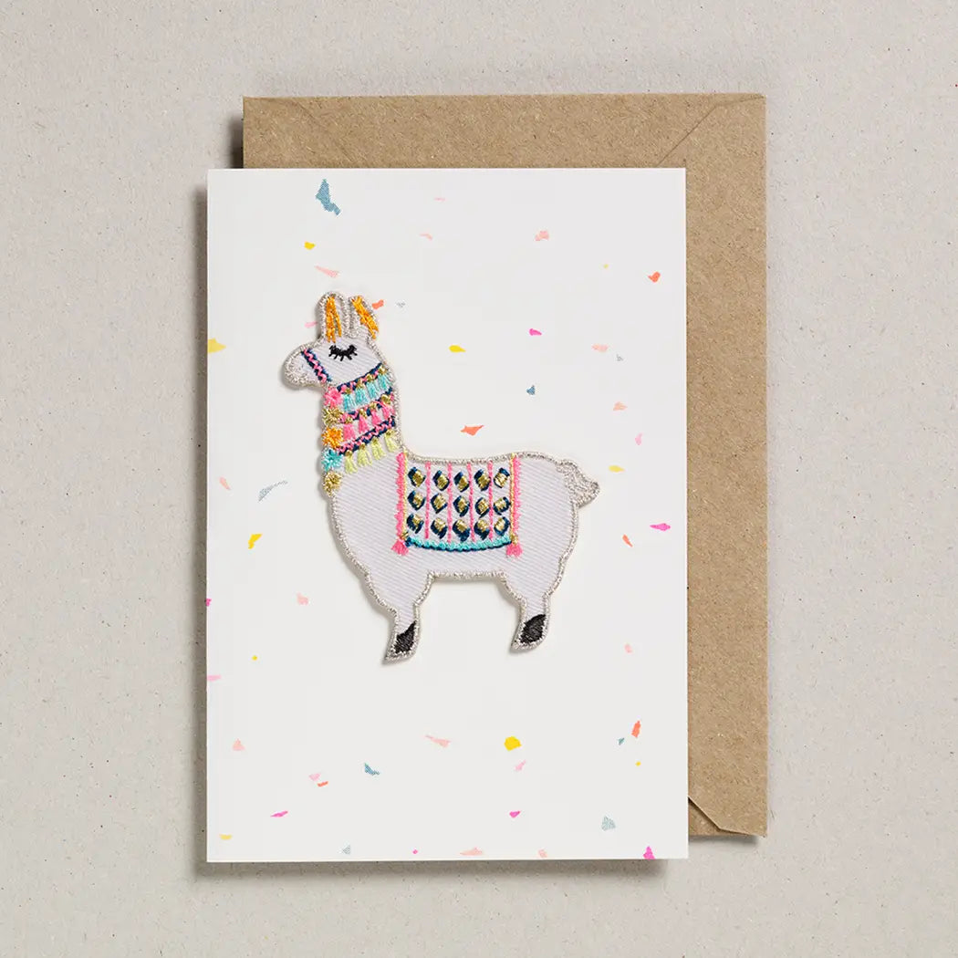 Llama Iron On Patch Greeting Card - GC-PAT-0013