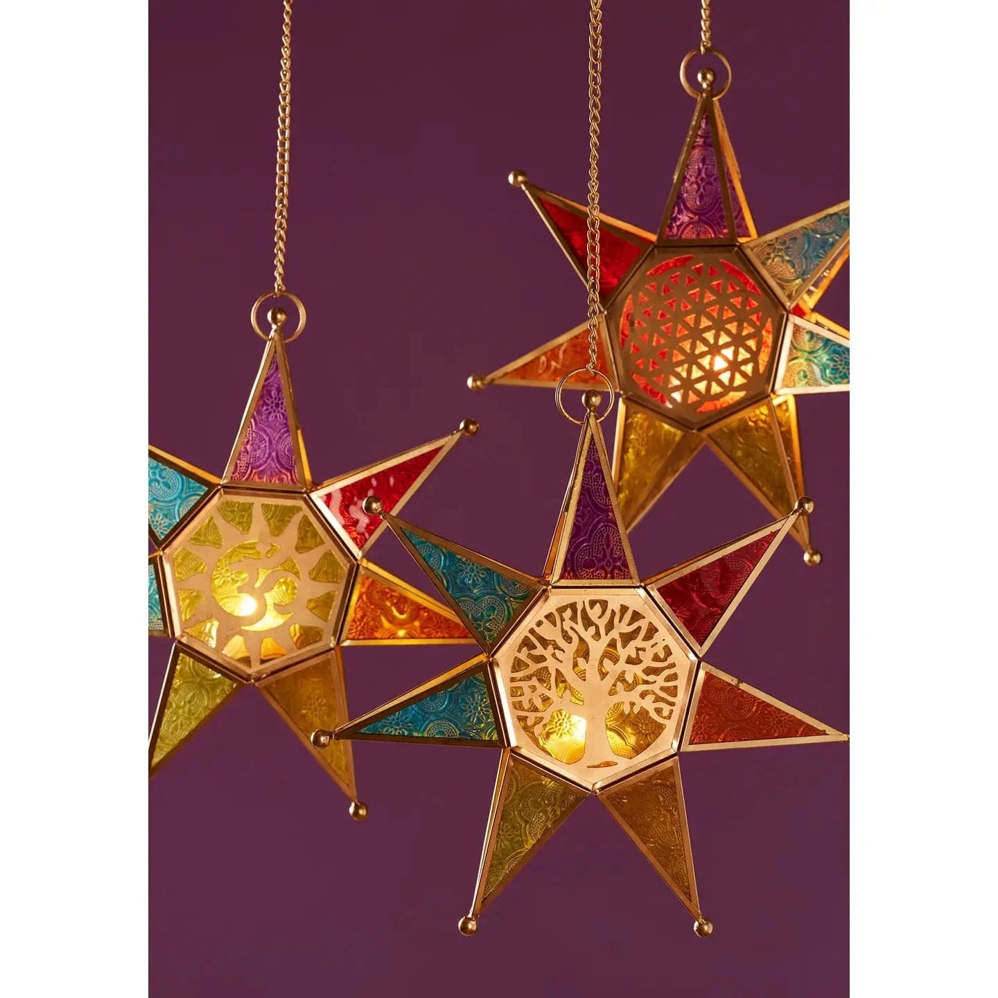 namaste lantern Star Glass Lantern- LT29TOL