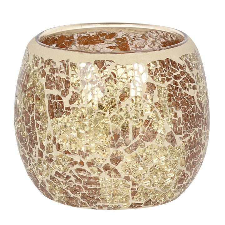 LARGE GOLD CRACKLE GLASS CANDLE HOLDER - The Hare and the Moon