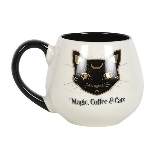 MAGIC, COFFEE & CATS ROUNDED MUG - The Hare and the Moon