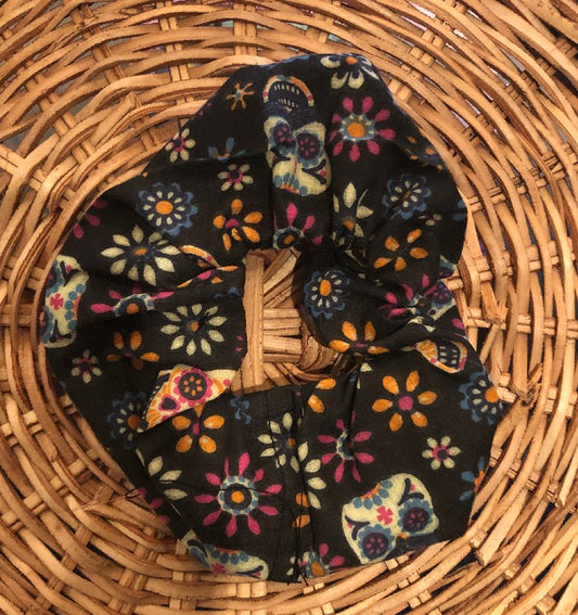 Mexican Sugar Skulls Print Hair Scrunchie - The Hare and the Moon