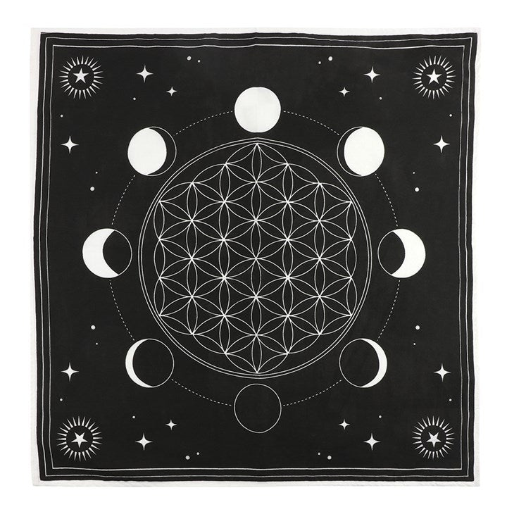 Moon Phase Crystal Grid Altar Cloth - The Hare and the Moon