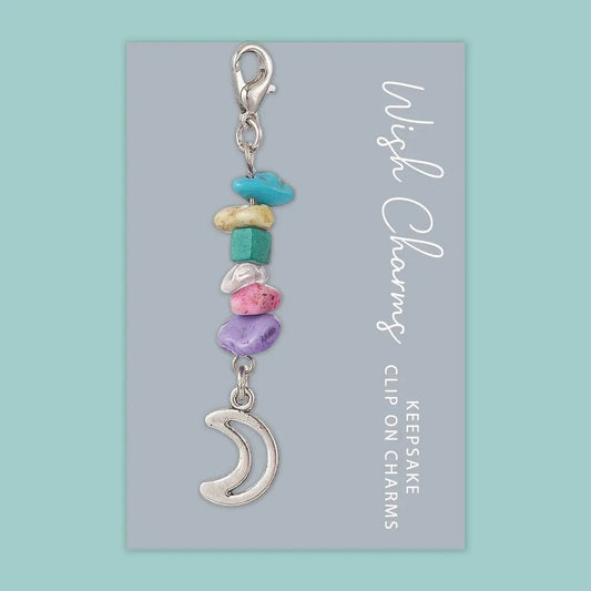 Moon - Wish Charms - Keepsake Clip On Charm with Gemstones - WCC012 - The Hare and the Moon