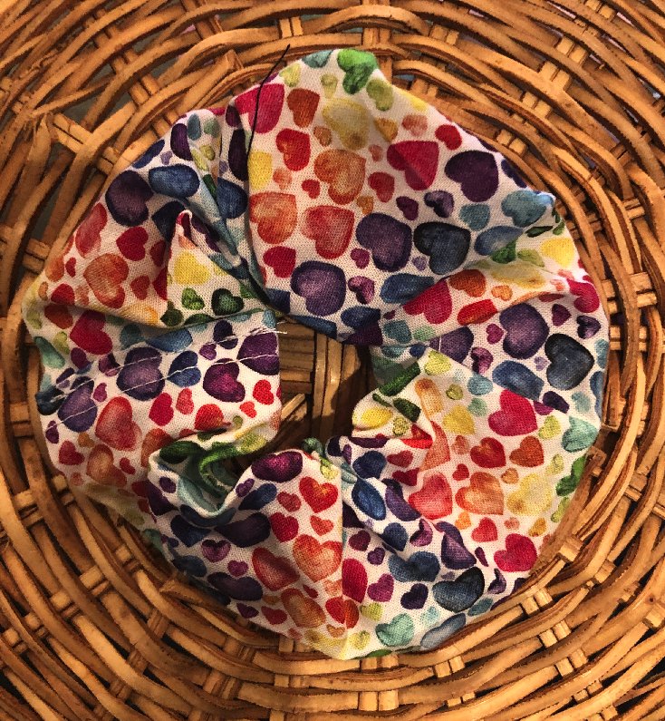 Multicoloured Hearts Print Hair Scrunchie - The Hare and the Moon