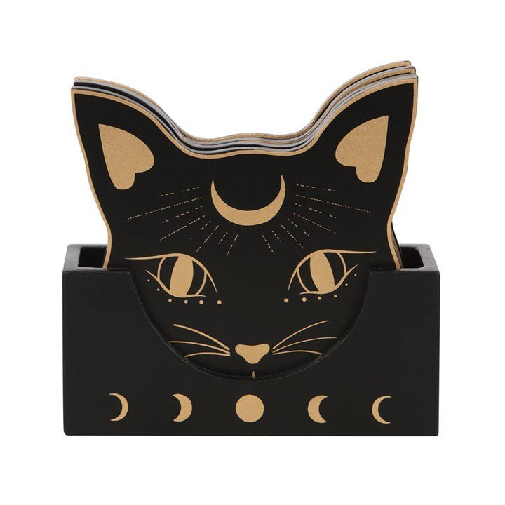 MYSTIC MOG CAT FACE COASTER - sold Individually - The Hare and the Moon