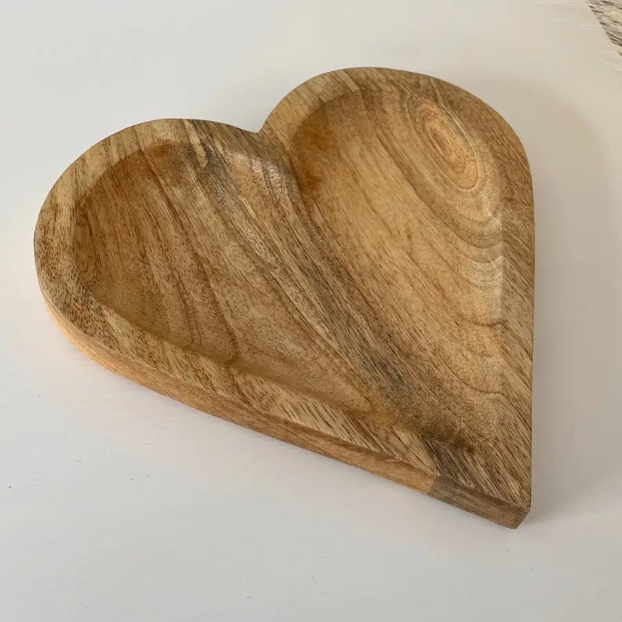 Natural Wooden Heart Dish, 25cm - The Hare and the Moon