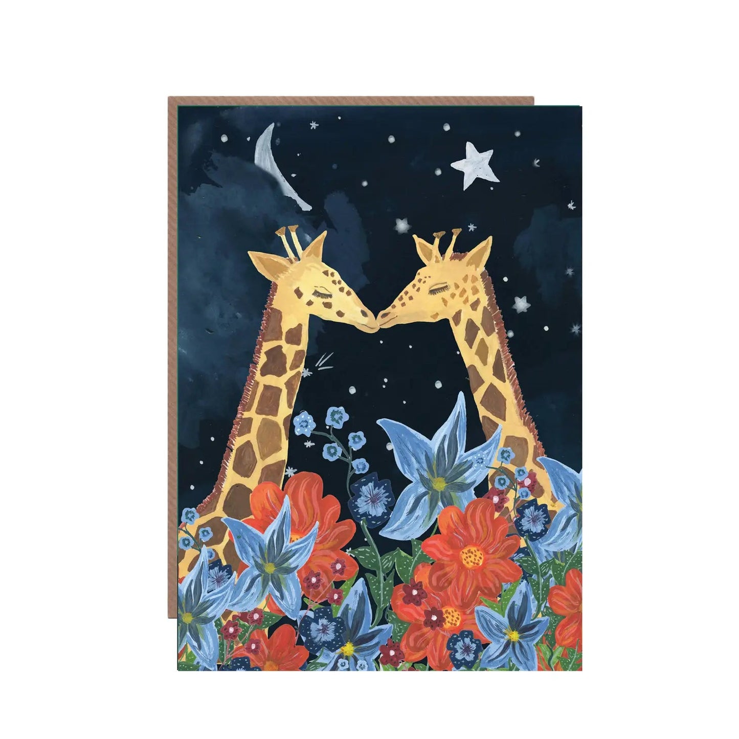 Our planet moonlight giraffe blank Greeting Card - HCWB277 - The Hare and the Moon