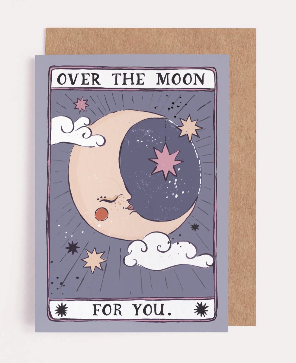 Over the Moon Greeting Card - SPC4 - The Hare and the Moon
