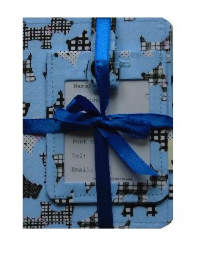 Pale Blue Scottie Dogs Print Passport Cover and Luggage Tag Gift Set - The Hare and the Moon