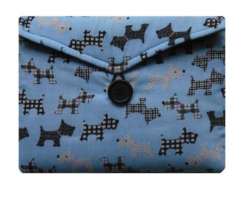 Pale Blue Scottie Dogs Print Tablet Bag - The Hare and the Moon