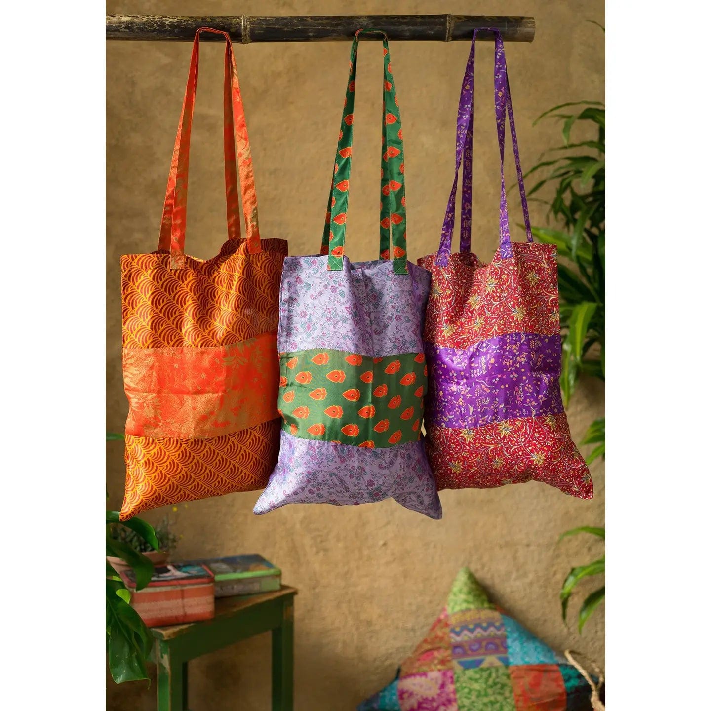 namaste Shopping Bags Recycled Sari Fabric Tote Bag