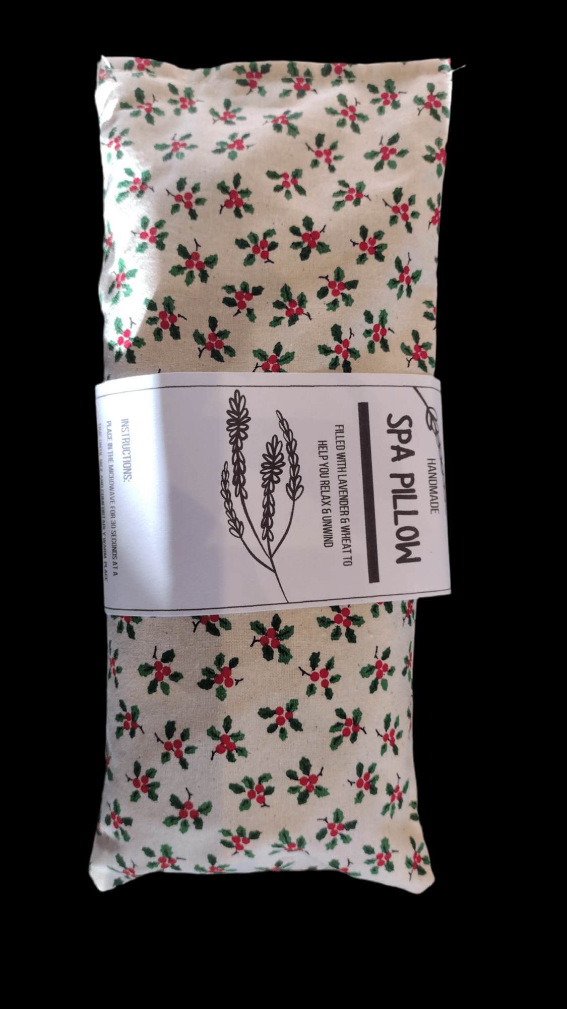 The Hare and the Moon skincare Cream Holly Print Homemade Heatable Lavender and Wheat Spa Pillow