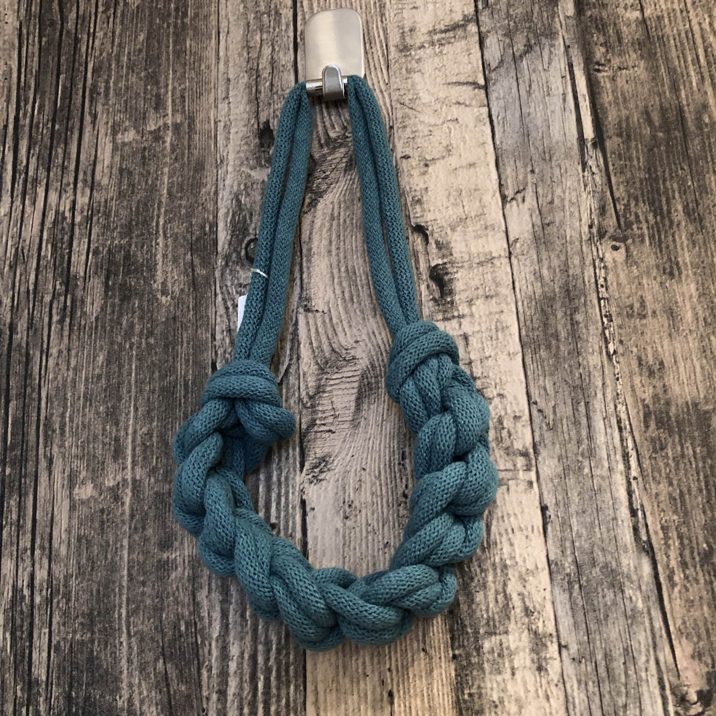 Stitched by Chand Necklaces Handmade Twisted Wool Rope Necklace - Teal - CN8