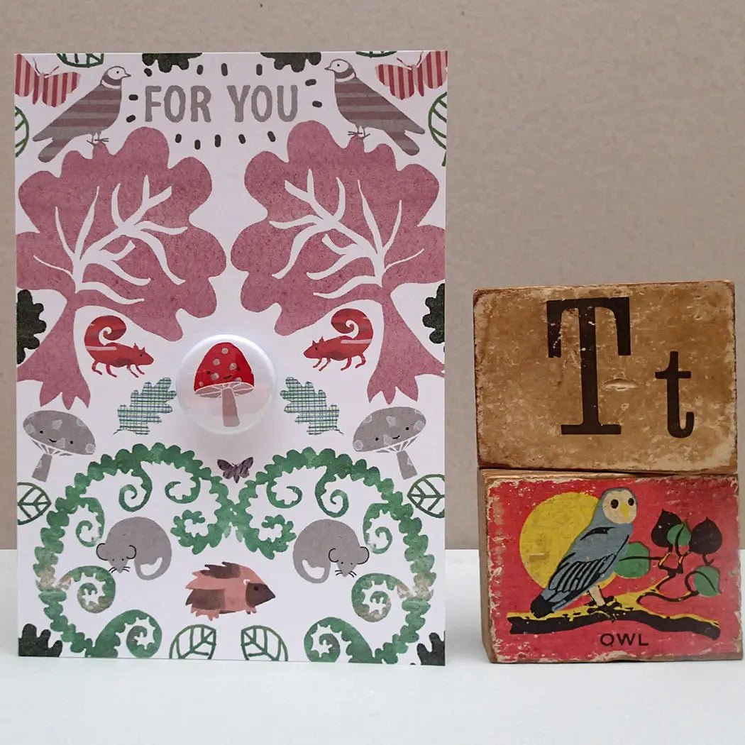 The Black Rabbit Cards Greeting Card with Badge - For You Forest - K33