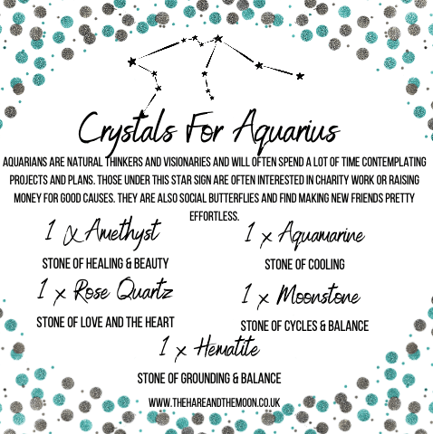 The Hare and The Moon Crystal Sets Crystal Horoscope Set - Aquarius