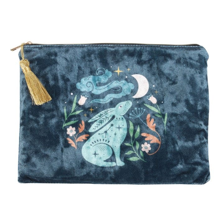 Jones Home & Gift Toiletry Bags MIDNIGHT HARE VELVET MAKEUP BAG