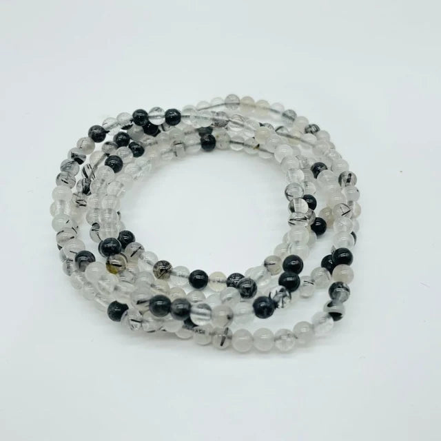 Tourmalinated Quartz Mini Bead Bracelet - MINIB13