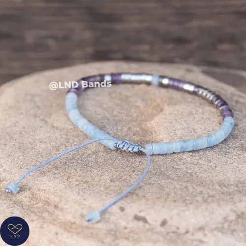 Tibetan Natural Stone - Stronger Together - Amethyst & Aquamarine - 0361
