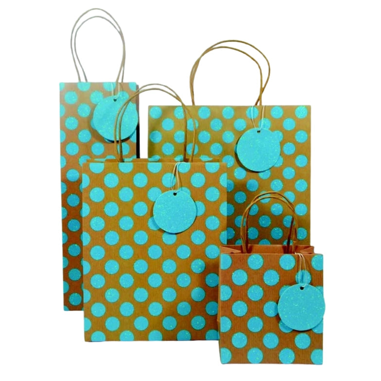 Blue Kraft Glitter Gift Bags - Large - GB2/3652