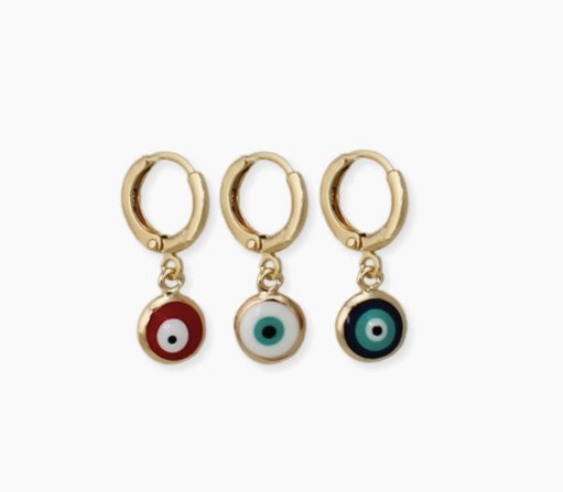 Zad Earrings Enamel Eye Gold Huggie Hoop Earring - ZQ11