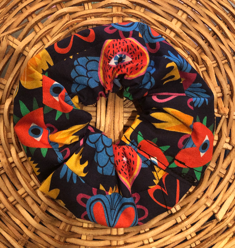 Retro Hearts Print Hair Scrunchie - The Hare and the Moon