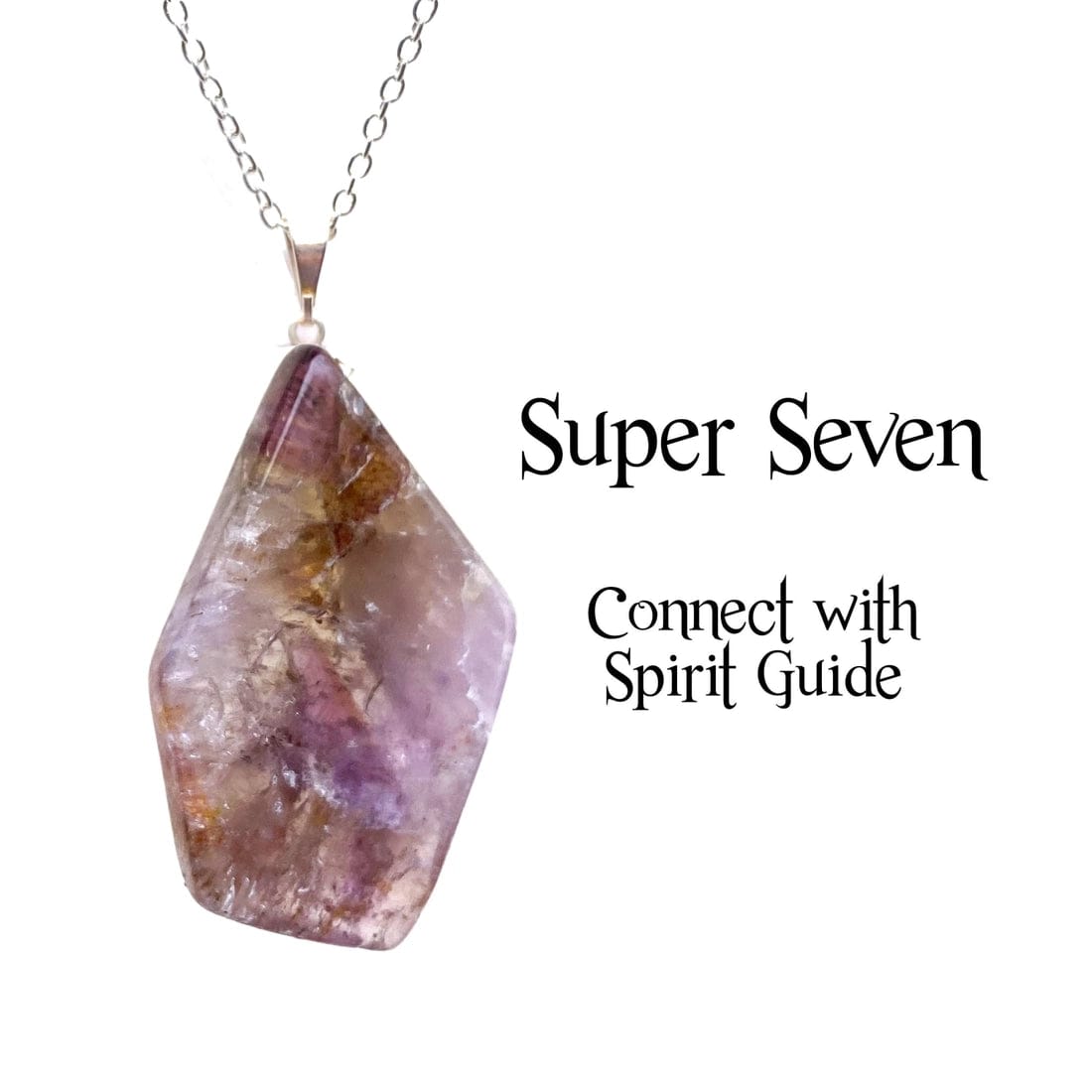 Glorious Healing Crystals Necklaces Super 7 Pendant, FreeForm Super Seven Slice Necklace, High Vibration Healing, Melody's Stone - GHC15