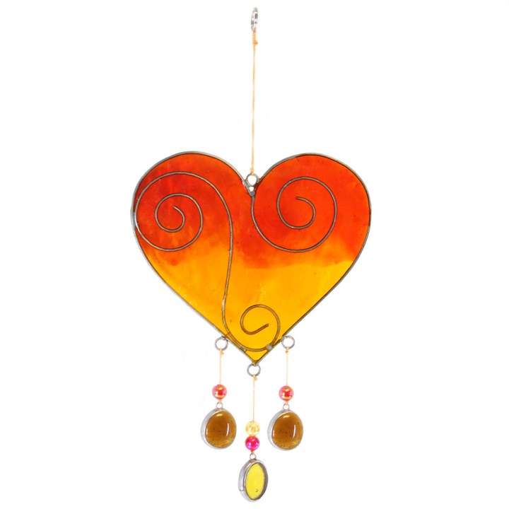 Jones Home & Gift Suncatchers YELLOW/ORANGE HEART SUNCATCHER