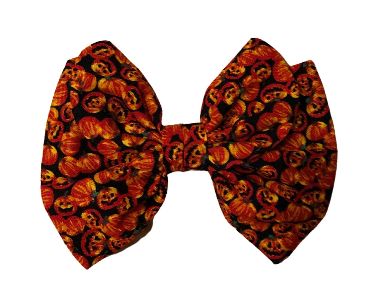 Miss Pretty London hair Accessories Halloween Pumpkins Print Cotton Hair Bow Clip
