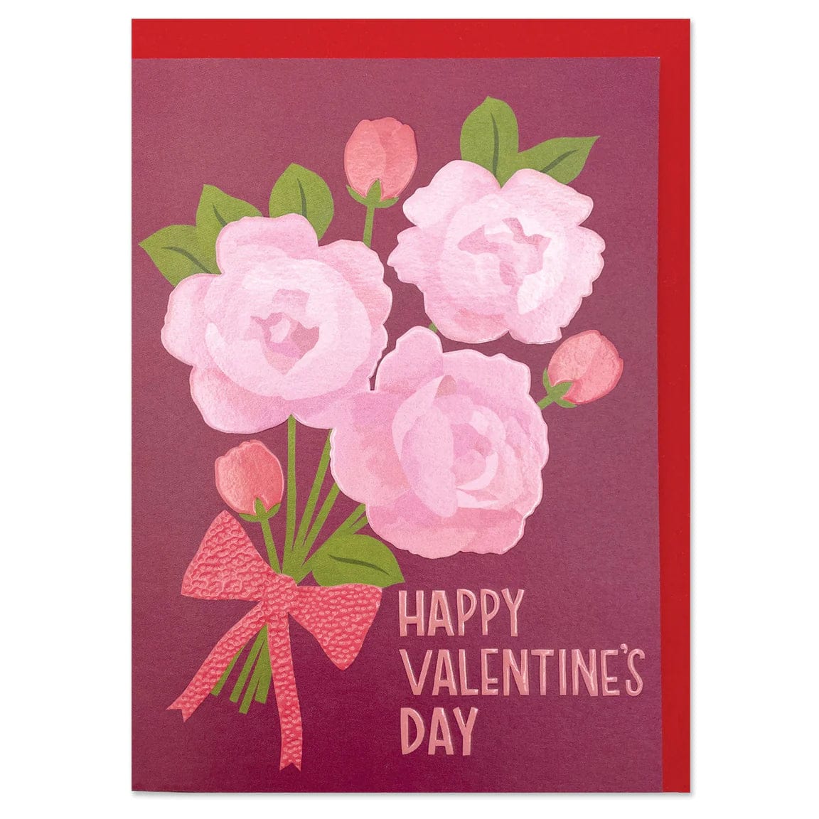 Raspberry Blossom Cards Happy Valentine's Day' blush pink roses bouquet luxury Greeting Card - REF27
