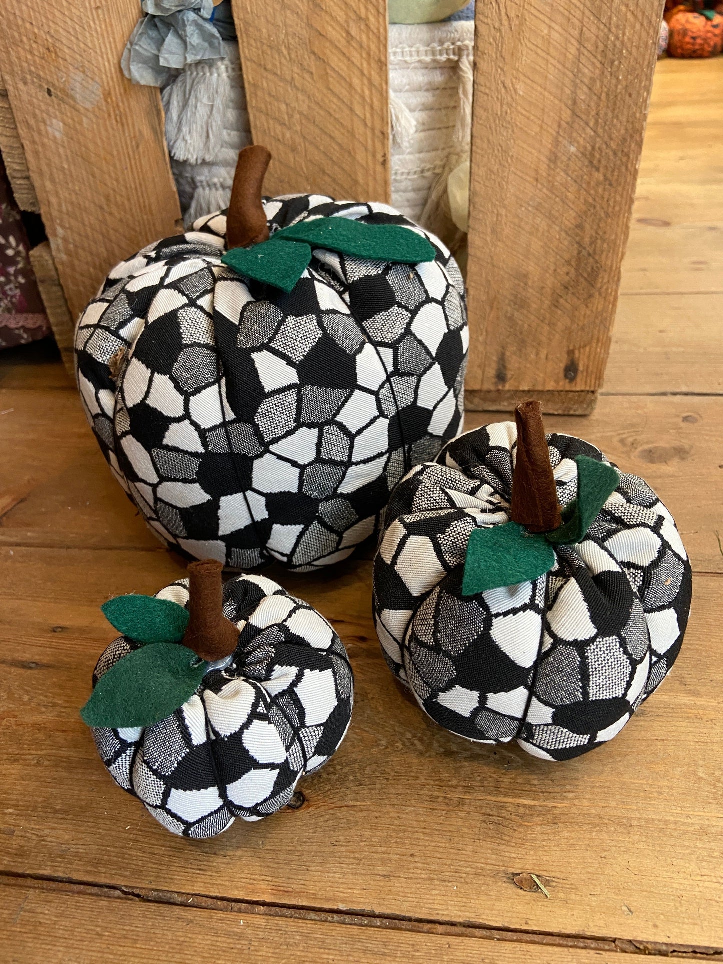 The Hare and The Moon Black & White Retro Print Halloween Plump Fabric Pumpkin Decoration - PU20