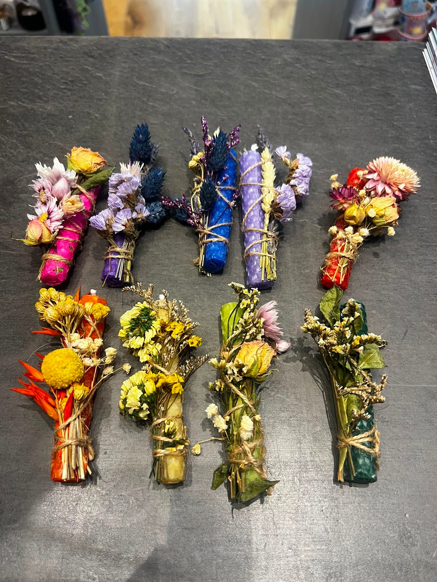 Dried flower beeswax candle bundle - DFC1
