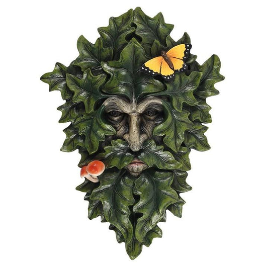 29x21cm Leafy Green Man Wall Plaque - The Hare and the Moon