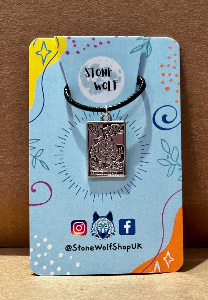 Tarot Card Charm Necklace - Wheel of Fortune -  Stone Wolf Jewellery - SW17