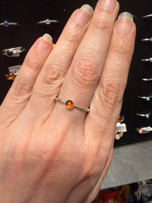 Handmade Sterling Silver Stone Ring - Old Farm House Jewellery - Amber