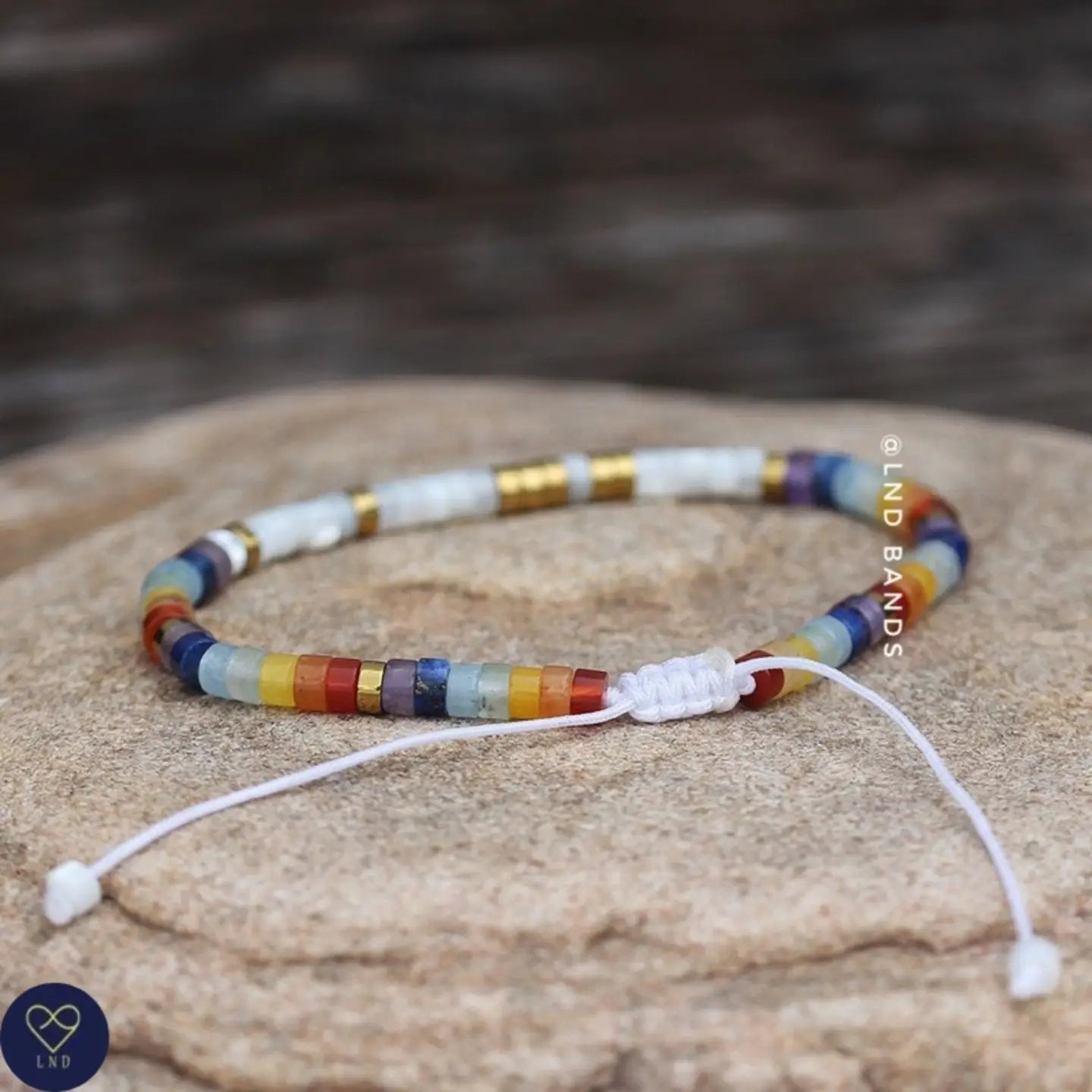 Tibetan Natural Stone - 7 Chakra Mother of Pearl Beads - 0313