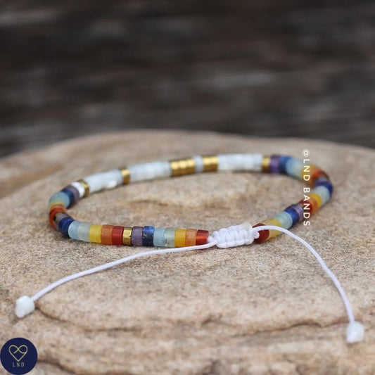 Tibetan Natural Stone - 7 Chakra Mother of Pearl Beads - 0313