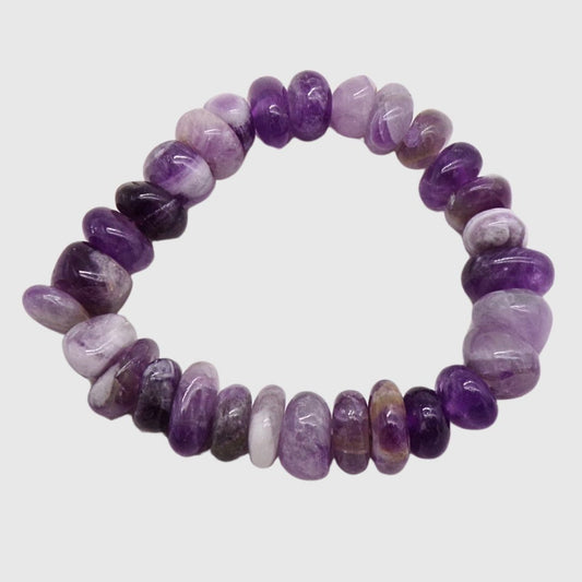 Amethyst Chunky Smooth Chip Bracelet - Stone of Healing and Beauty - CBA234
