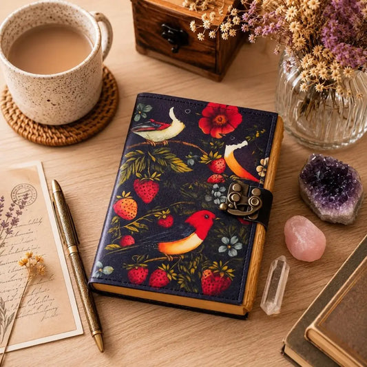 Birds & Strawberries Notebook Journal with Clasp - PAPN073