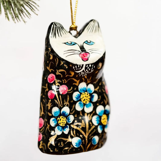 Black Indian Floral Hanging Cat - BLACKINDIANCAT