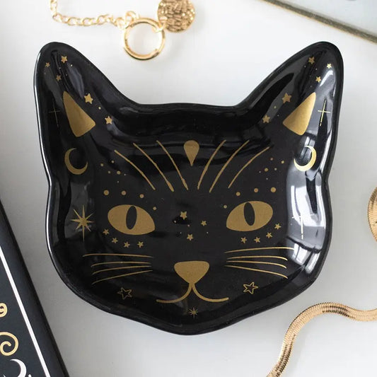 Black Cat Face Trinket Dish